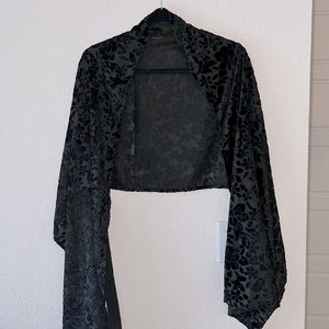 Black Flower Velvet Scarf